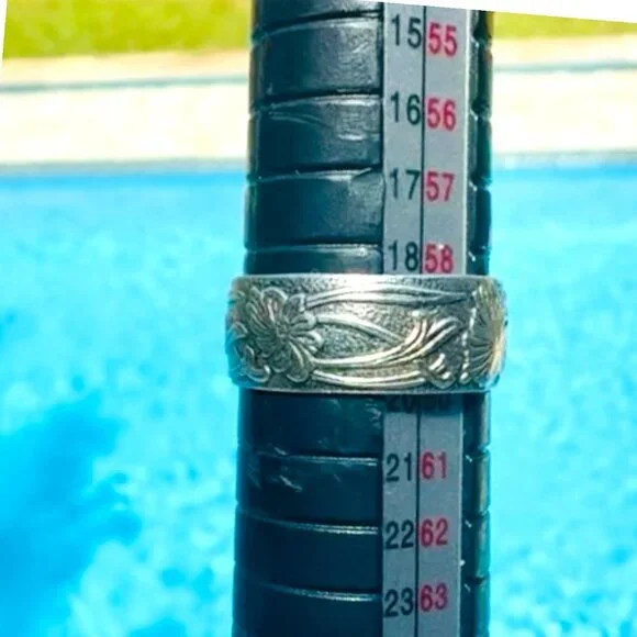 Silver Purity Ring Wedding Band Women Medieval Wedding Ring Silver Flower Ring - Picture 6 of 8